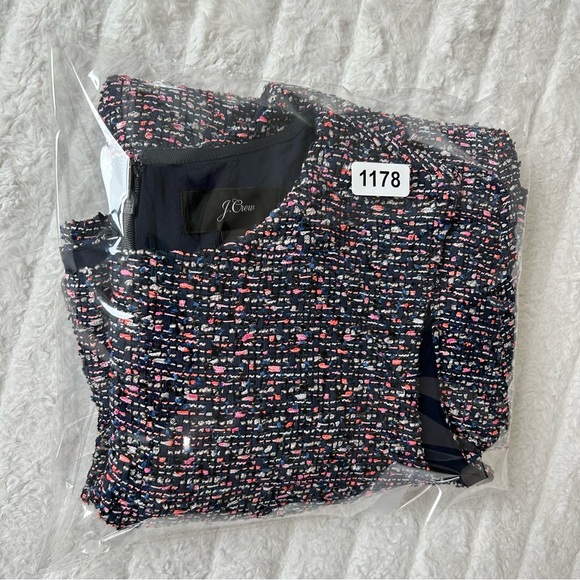 J. Crew Confetti Tweed Dress Blue Multicolored A-Line Party Rainbow Stylish Fun - Picture 10 of 10